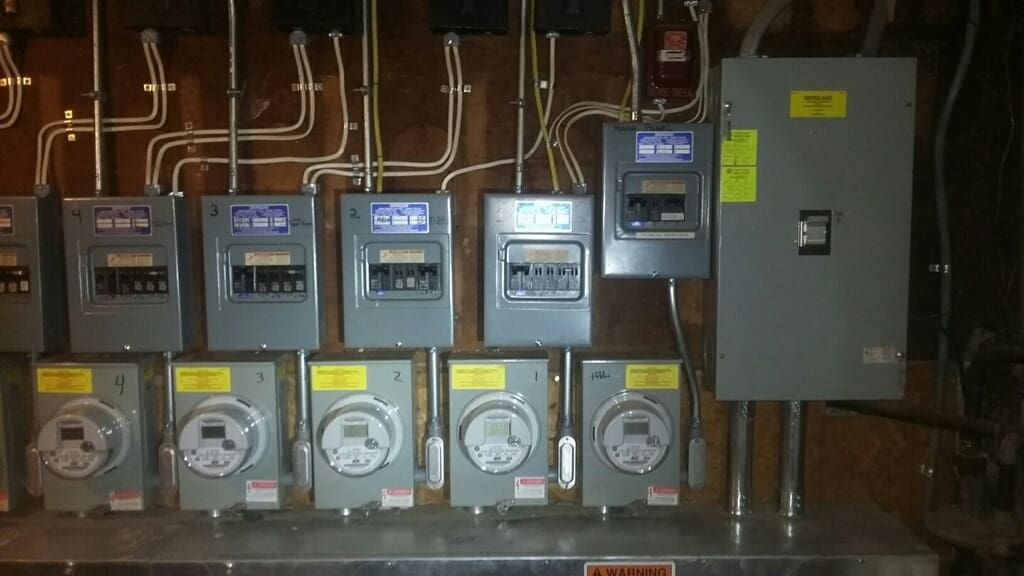Multiple electric meters and service panels